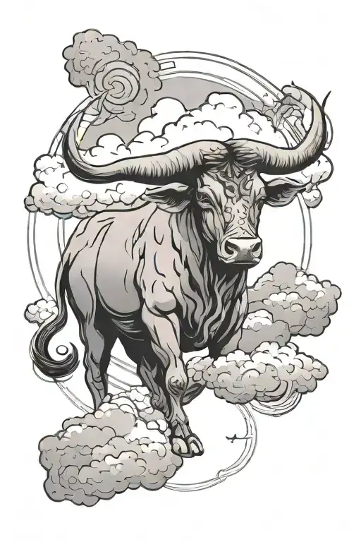 Taurus Symbol With Clouds Inside