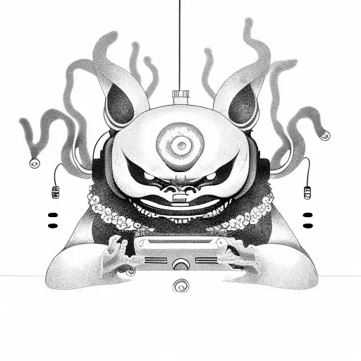 A Dj Booth Surrounded By Creepy Japanese Yokai