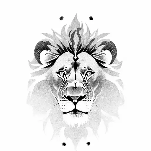 A Lion With A Horror-themed Edm Music Festival Scene As Its Mane