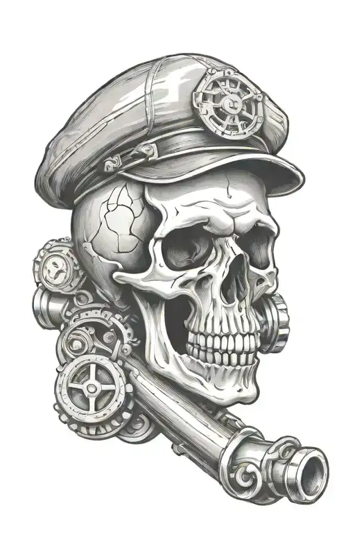 Skull Handlebar Engine Piston