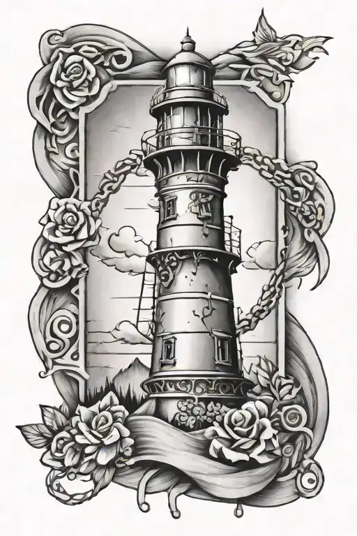 Lighthouse And Rosary Wrapped