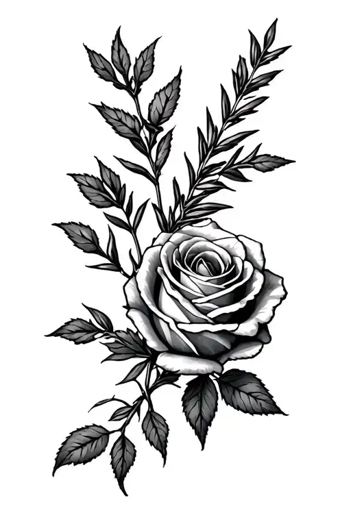 Rosemary And Rose Intertwined