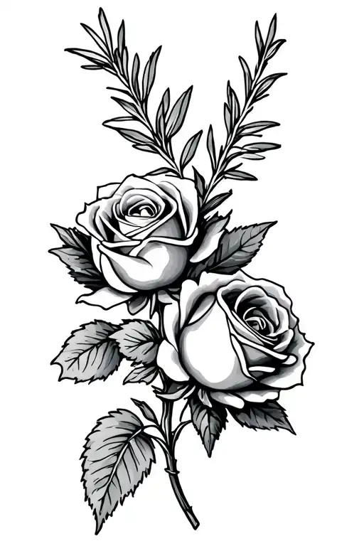 Rosemary And Rose Intertwined