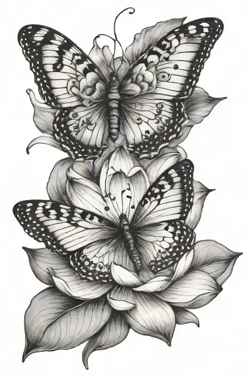 Butterfly On Lotus Flower