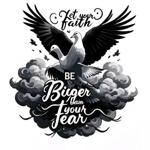 Doves And Clouds Surrounding With Quote Let Your Faith Be Bigger Than Your Fear