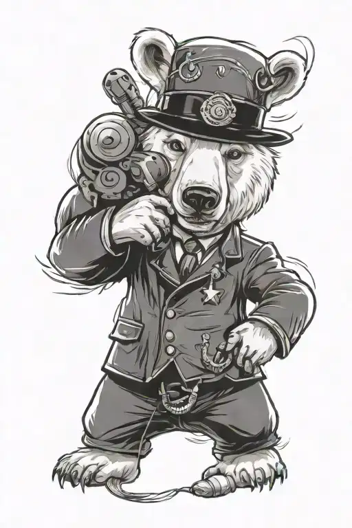 Polar Bear With Mafia And Russian Style