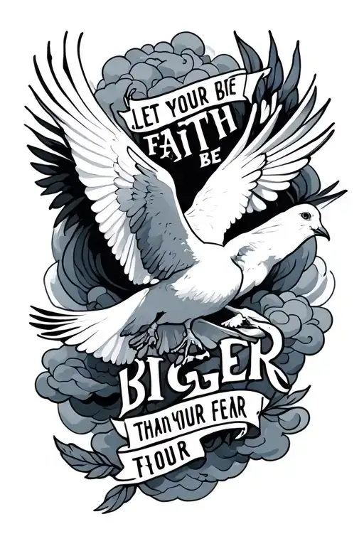 Doves And Clouds Surrounding With Quote Let Your Faith Be Bigger Than Your Fear