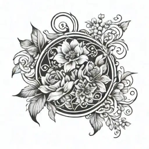 Circle Of Flowers Intertwined