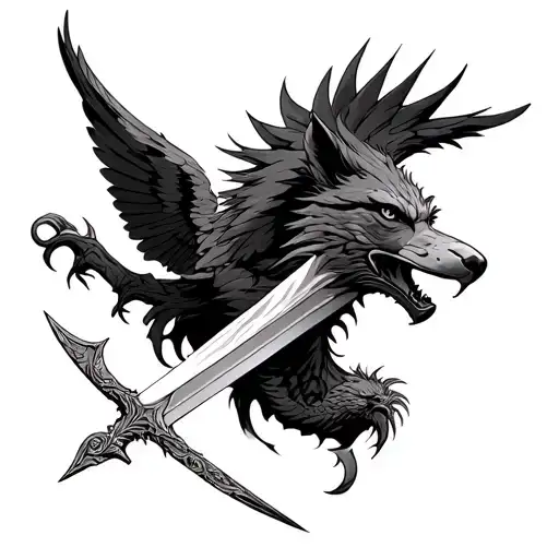 Dragon Sword And Wolf Face And Flying Eagle