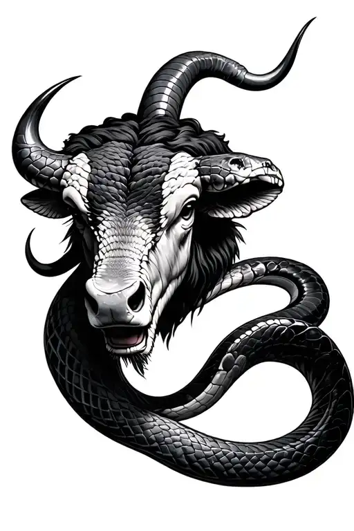 Snake And Buffalo Head