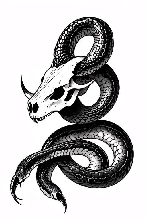 Snake And Buffalo Skull
