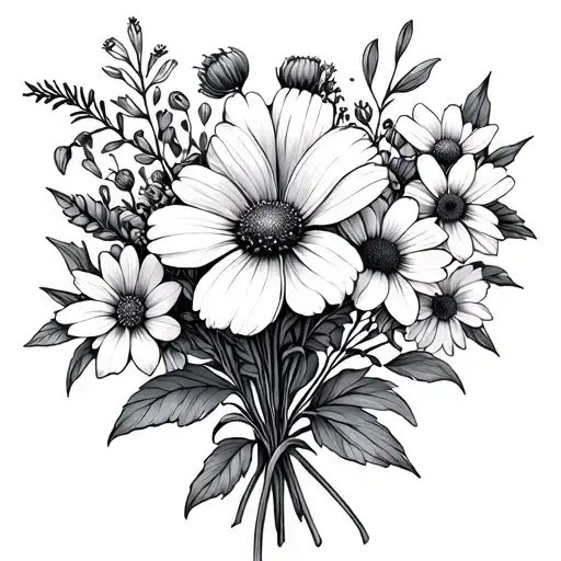 Wildflower Bouquet Fine Line