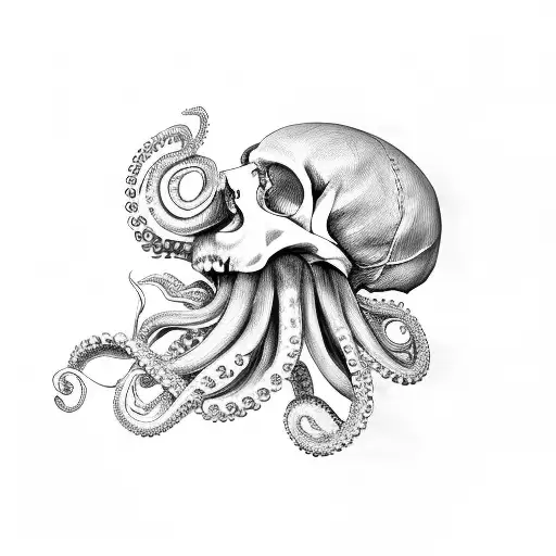 Octopus Going Through A Skull