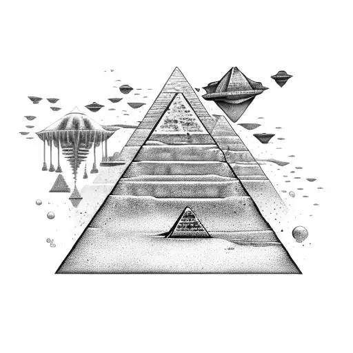 Pyramids With Alien Under Water