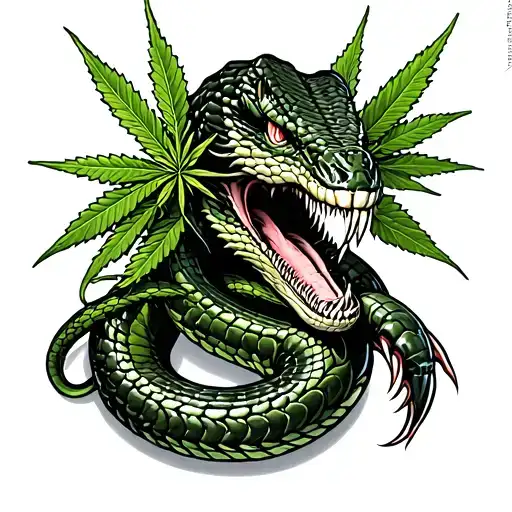Evil Cobra Eating Marijuana Leaf Cover Realizm