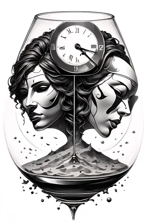 Time Glass With Gemini Masks Instead Of Sand