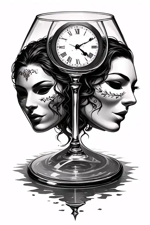 Time Glass With Gemini Masks