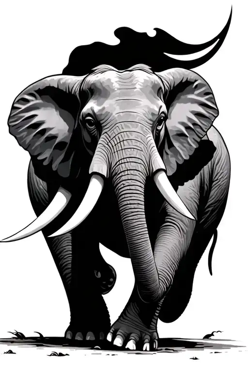 Mean Elephant Walking Towards Youwith Big Tusks