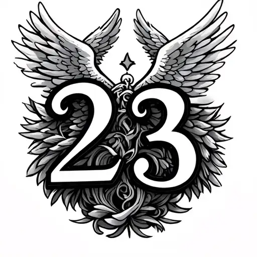 Number 23 With Angel Wings Around It Attached