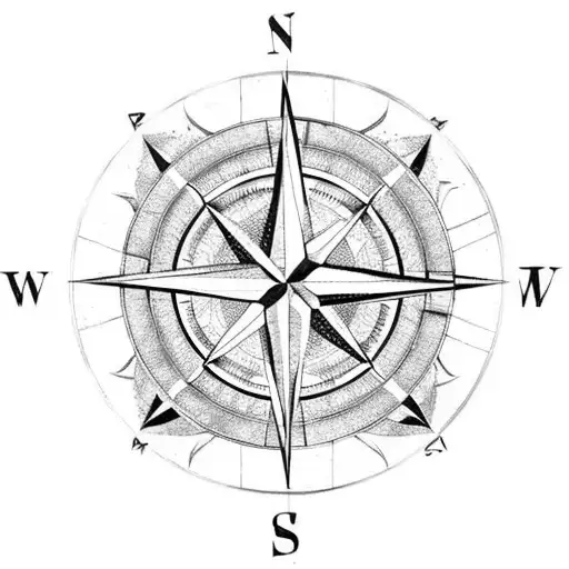 A Compass Rose Made Entirely Of Wood Surrounded By Gears