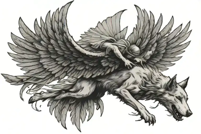 Icarus Falling From The Sky While Laika The Dog Is Flying Towards The Heavens