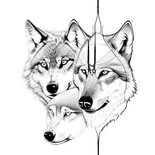 Woman Archer And Wolf