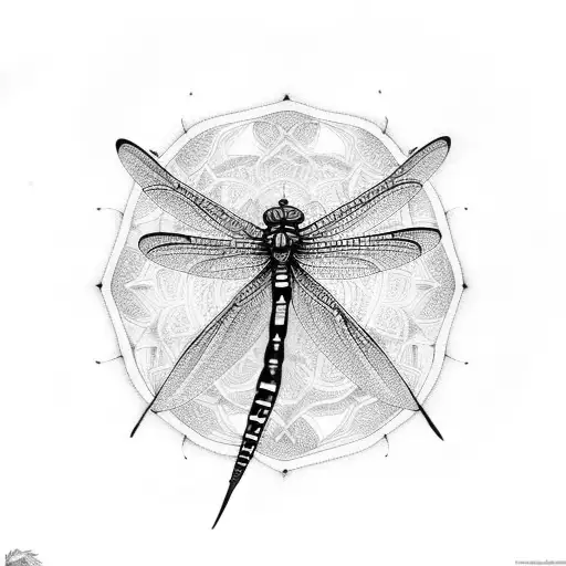 Dragonfly With Mandala Dotwork