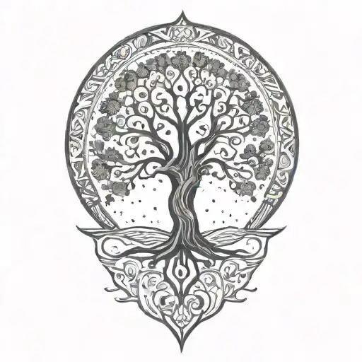 Tree Of Life With Day And Night Motifs