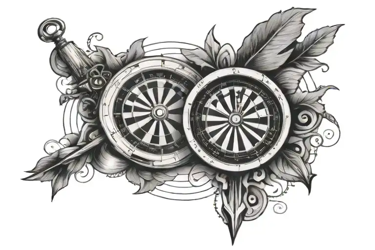 Dartboard Compass And Heart And