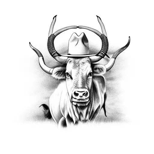 Longhorn With Cowboy Hat