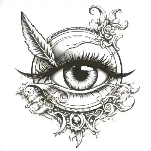 Eye Tattoo With Dagger Piercing
