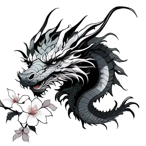 Dragon With Cherry Blossom