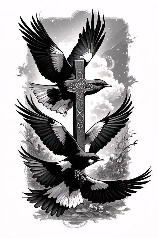 Cross Birds Flying Away