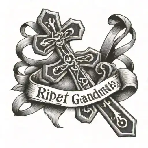 Cross With Ribon That Says Rip Great Grandma