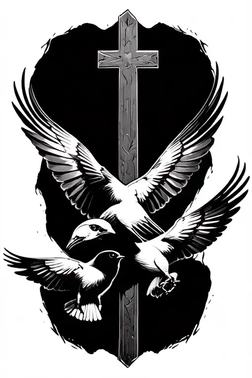 Cross Little Birds Flying