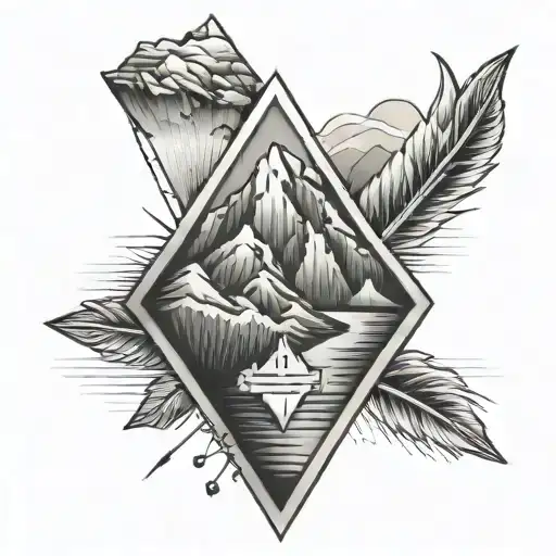 Arrow Head With Mountains Inside