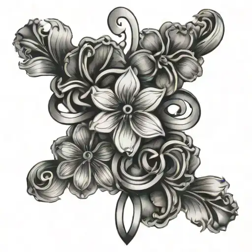 Three Flowers With An Infinity Symbol Intertwined