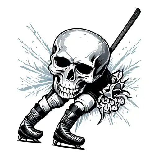 Skull And Ice Hockey