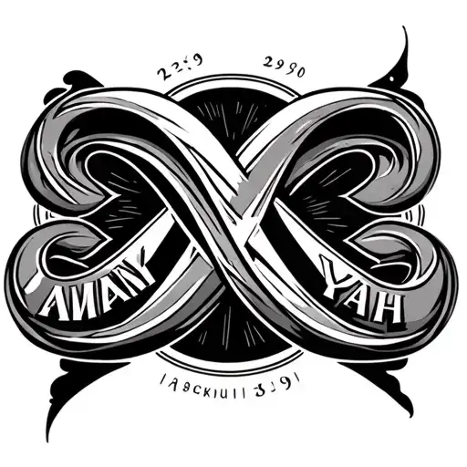 The Name Amayah In An Infinity Symbol With Roman Numeral Numbers 29 And 30 On Either End