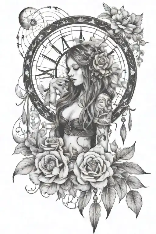 April Birth Flowers With Children Playing And Incorporating Hourglass Moon Dreamcatcher