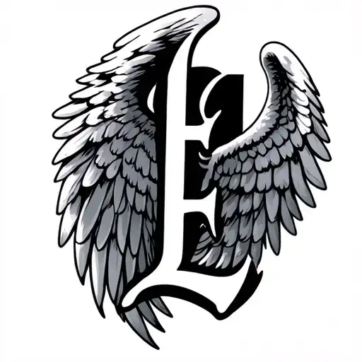 Angel Wing With The Letterl L And E Integrated