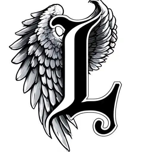 Wing With The Letterl L And E Integrated With Elegance