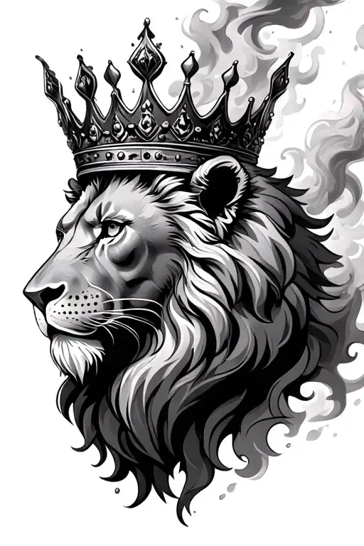 Lion Crown Surrounded By Smoke Rising