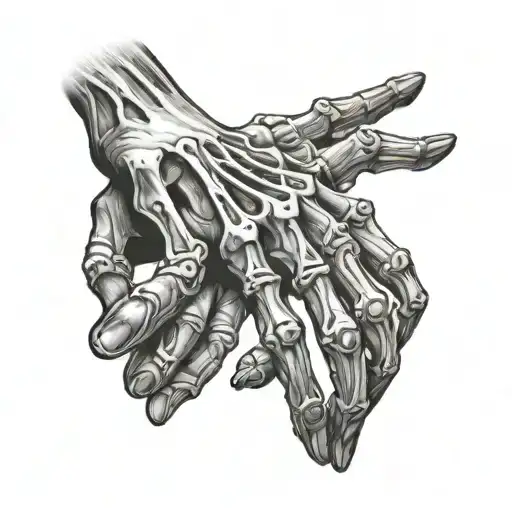 Praying Skeleton Hands Realistic Style With Cobwebs In Background