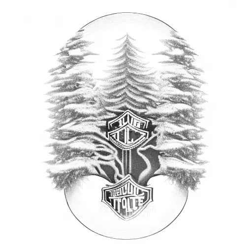 A Harley Davidson Shield Incorporated Into A Design Of A Majestic Old Tree In Georgia