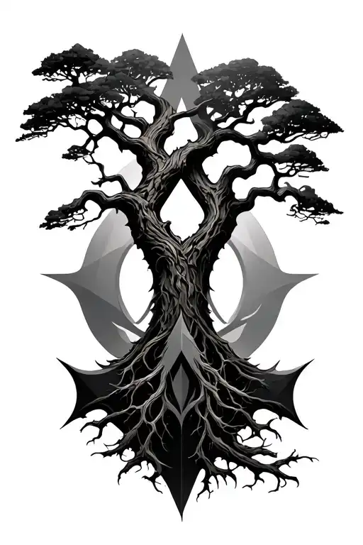 Assassins Creed Logo Merged With Yggdrasil Tree