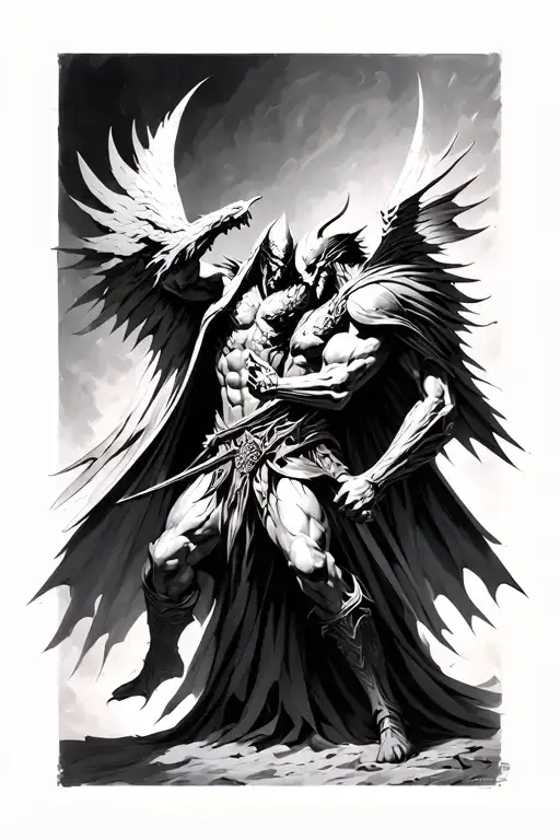 Tyrael And Diablo Fighting Each Other