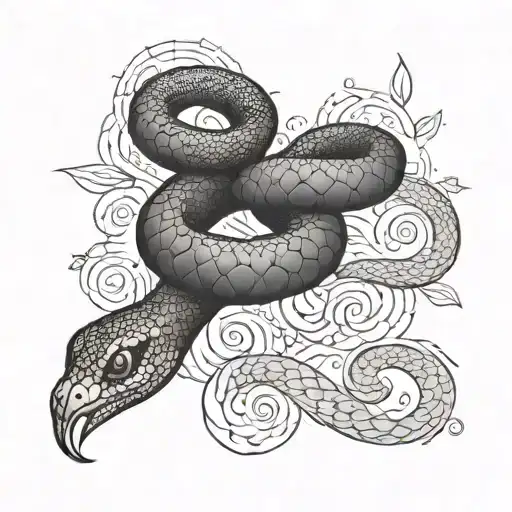 Black Snake Wrapping Around Words