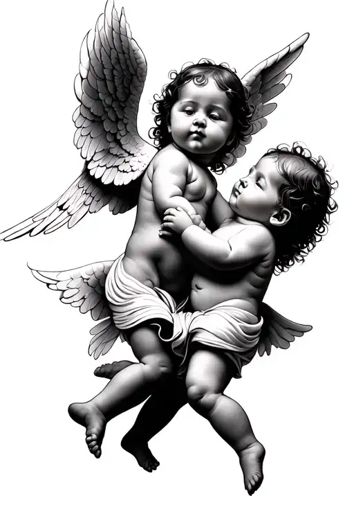 Two Baby Angels Flying