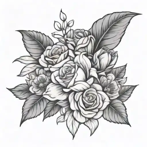 July April February Birth Flower Bouquet Tied